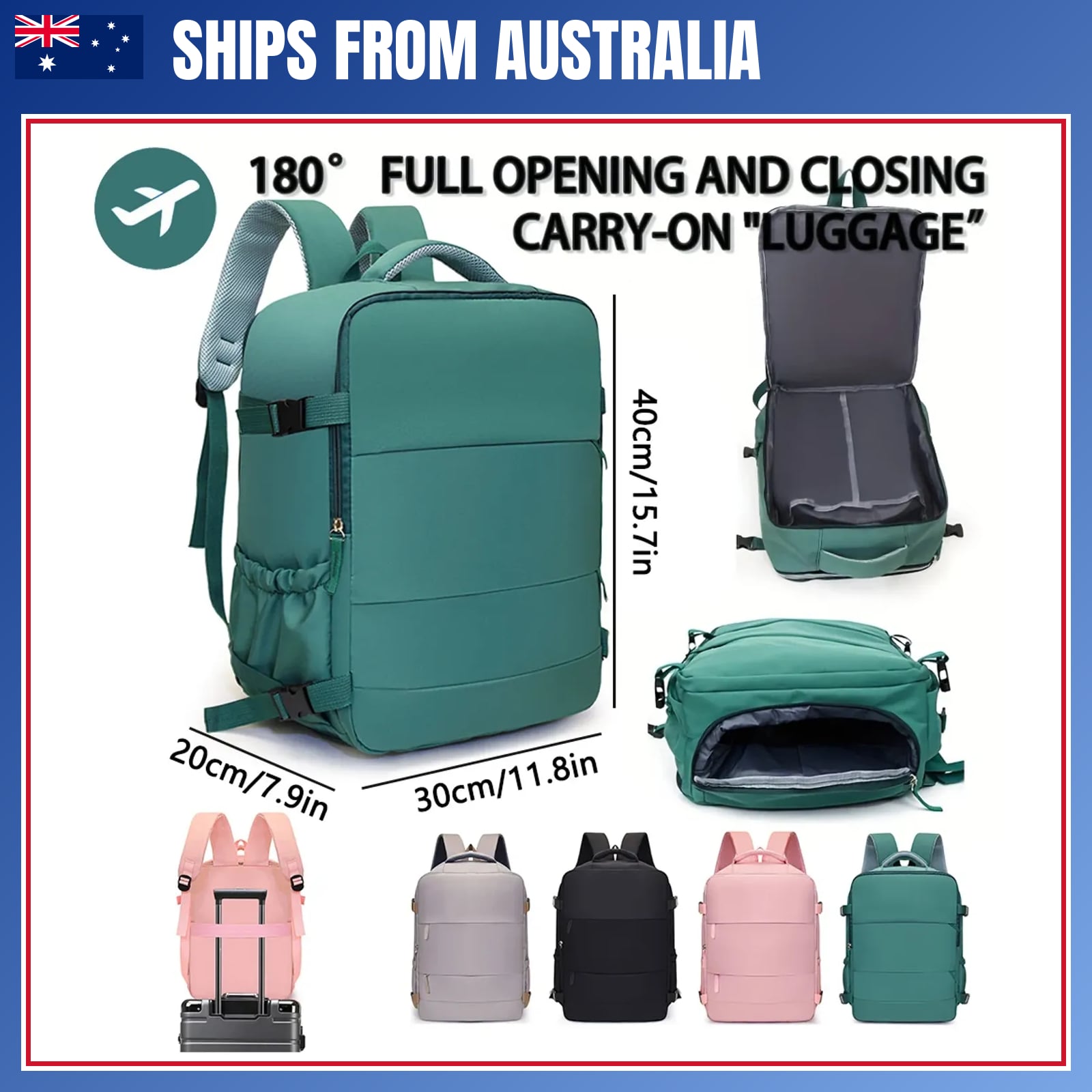 40X30X20Cm Boarding Travel Backpack Compatible With Ryanair Easyjet And