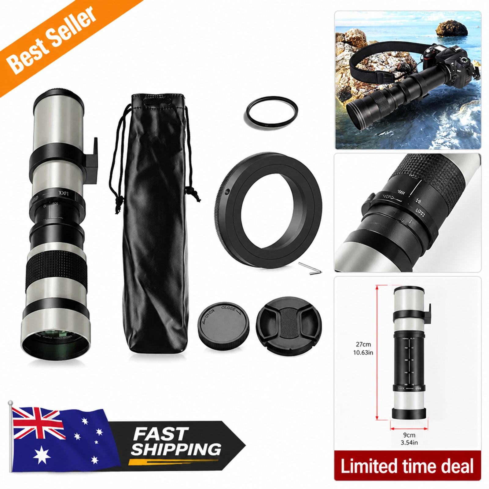 420 800mm F8.3 16 Telephoto Zoom Lens For Canon EOS 5D 6D 7D 50D 60D