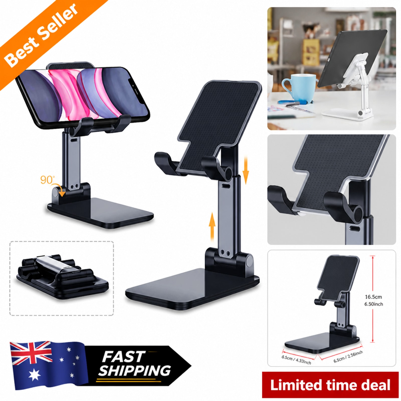 Mobile Phone Holder Stand Adjustable Foldable Desktop Tablet Mount