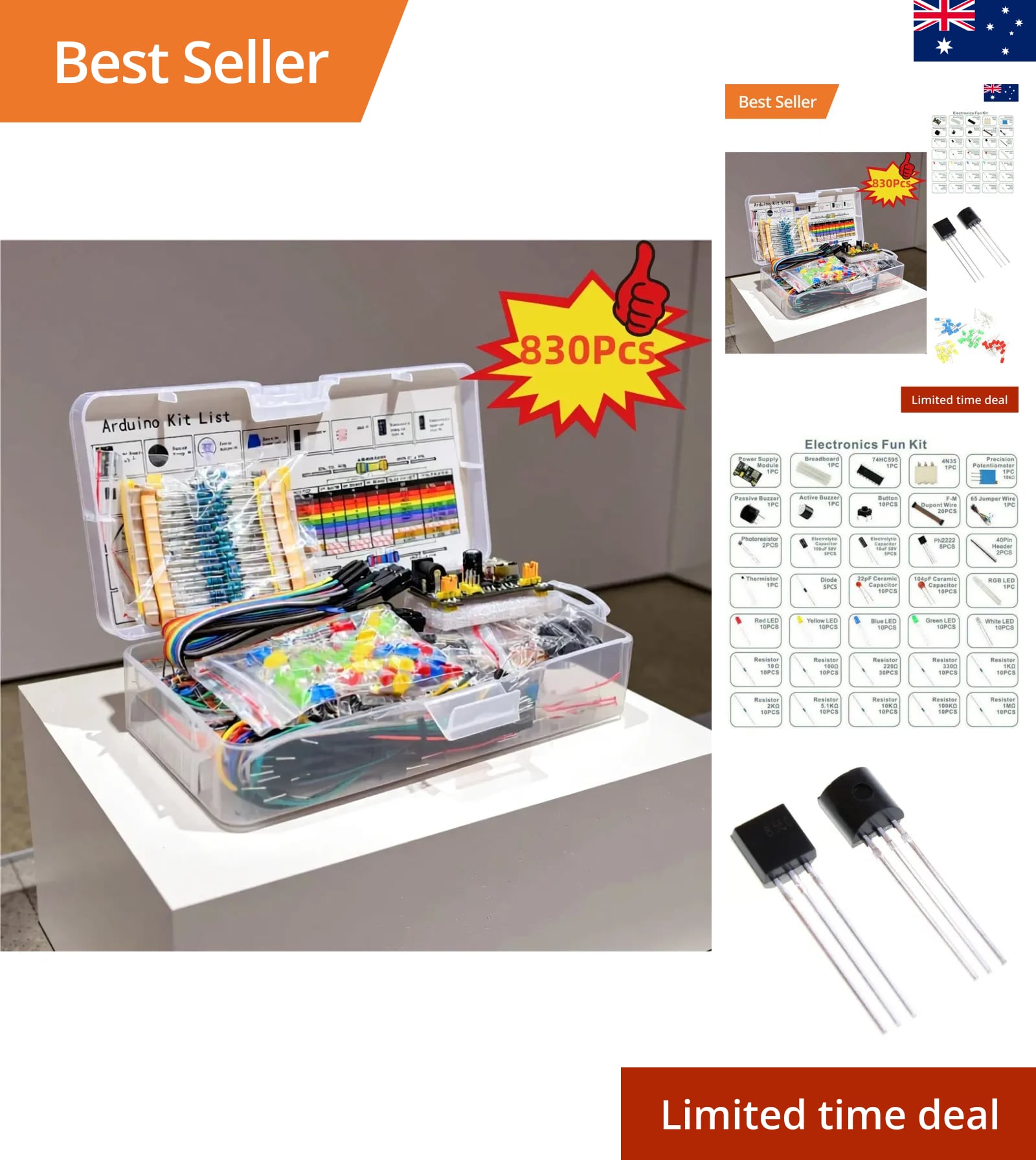 Electronic Components Starter Kit Breadboard Resistor Capacitor LED Jumper Wire