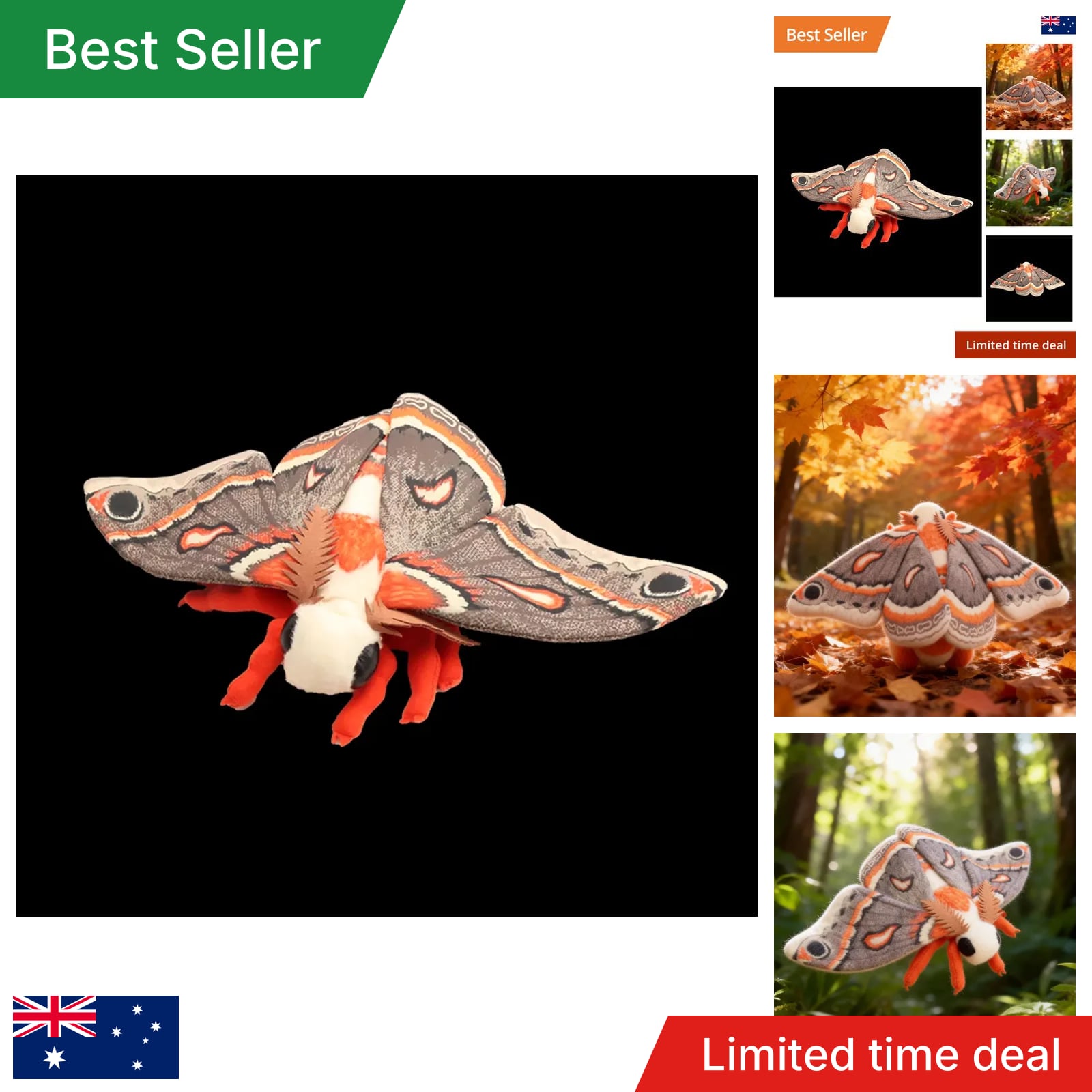 Cecropia Moth Plush Toy Realistic Luna Moth Stuffed Animal Soft Insect Gift